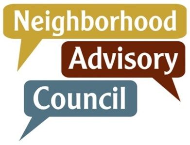 Logo of Neighborhood Advisory Council which is this month blog writer