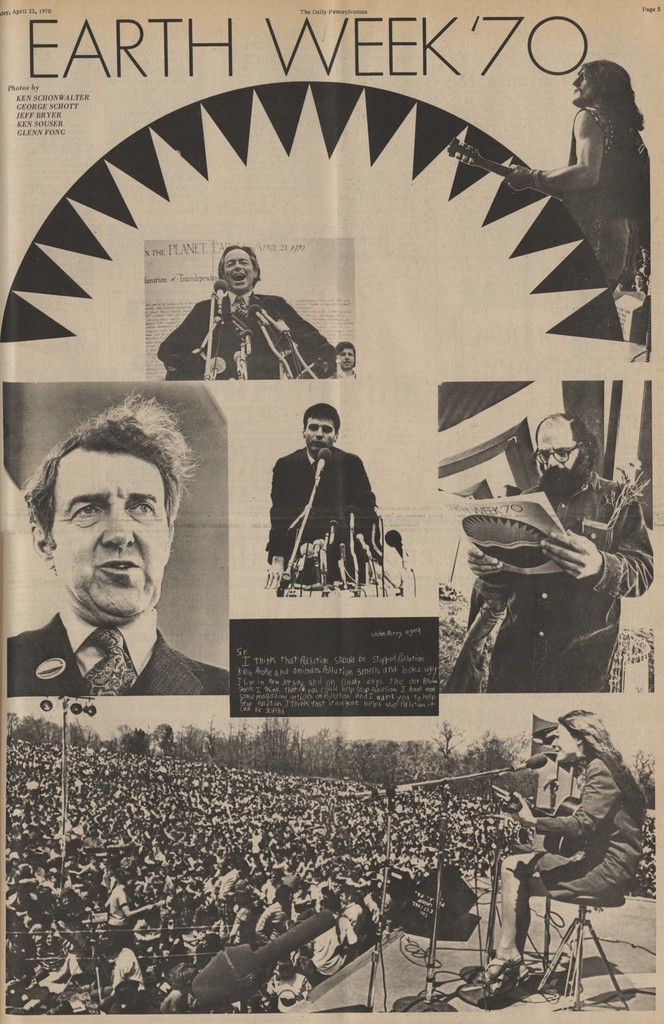 Picture of newspaper article page from April 22, 1970 in the Daily Pennsylvania.
