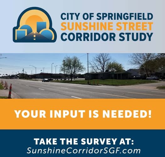 Flyer of the Sunshine Corridor Study showing picture of Sunshine St and asking to provide input through the projects webpage