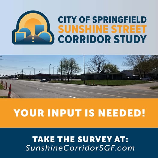 Flyer of the Sunshine Corridor Study showing picture of Sunshine St and asking to provide input through the projects webpage